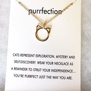 NWT 2 for 15$Gold tone cat purrrfection necklace